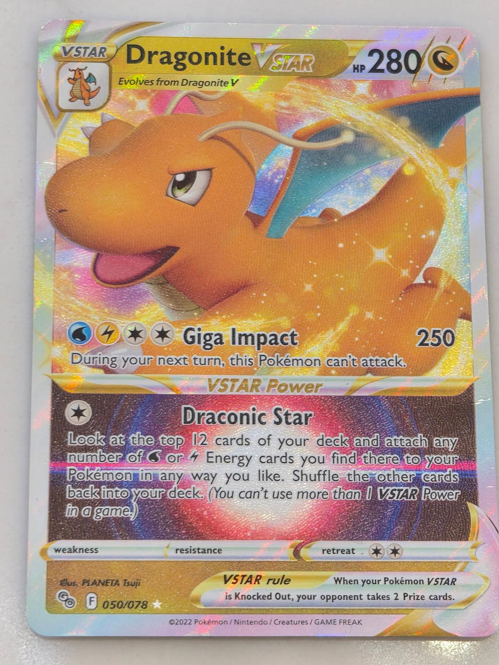 Dragonite VSTAR 050/078 Holo Pokemon GO NM/M