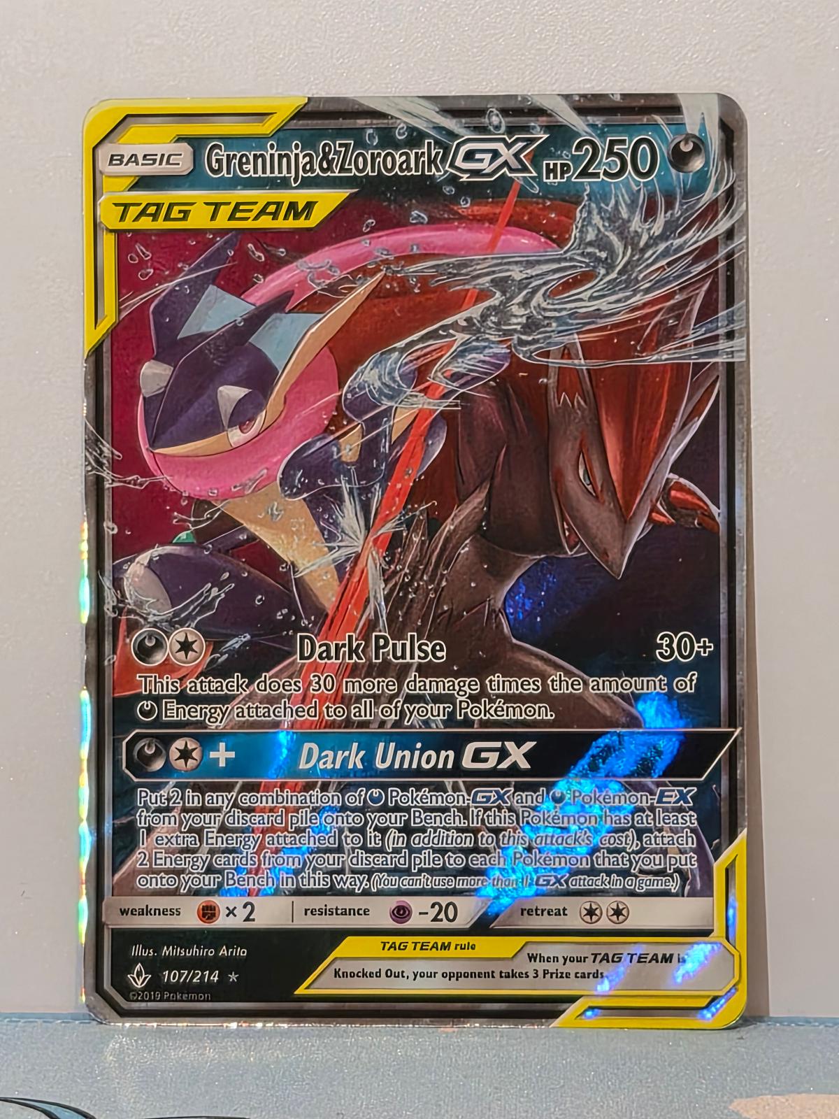 Greninja & Zoroark GX 107/214 Holo Unbroken Bonds NM/M